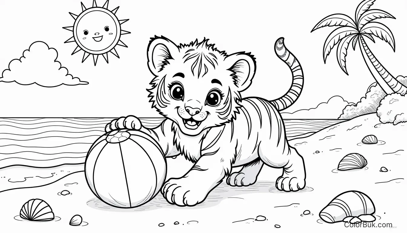 Tiger at Beach Tiger at Beach