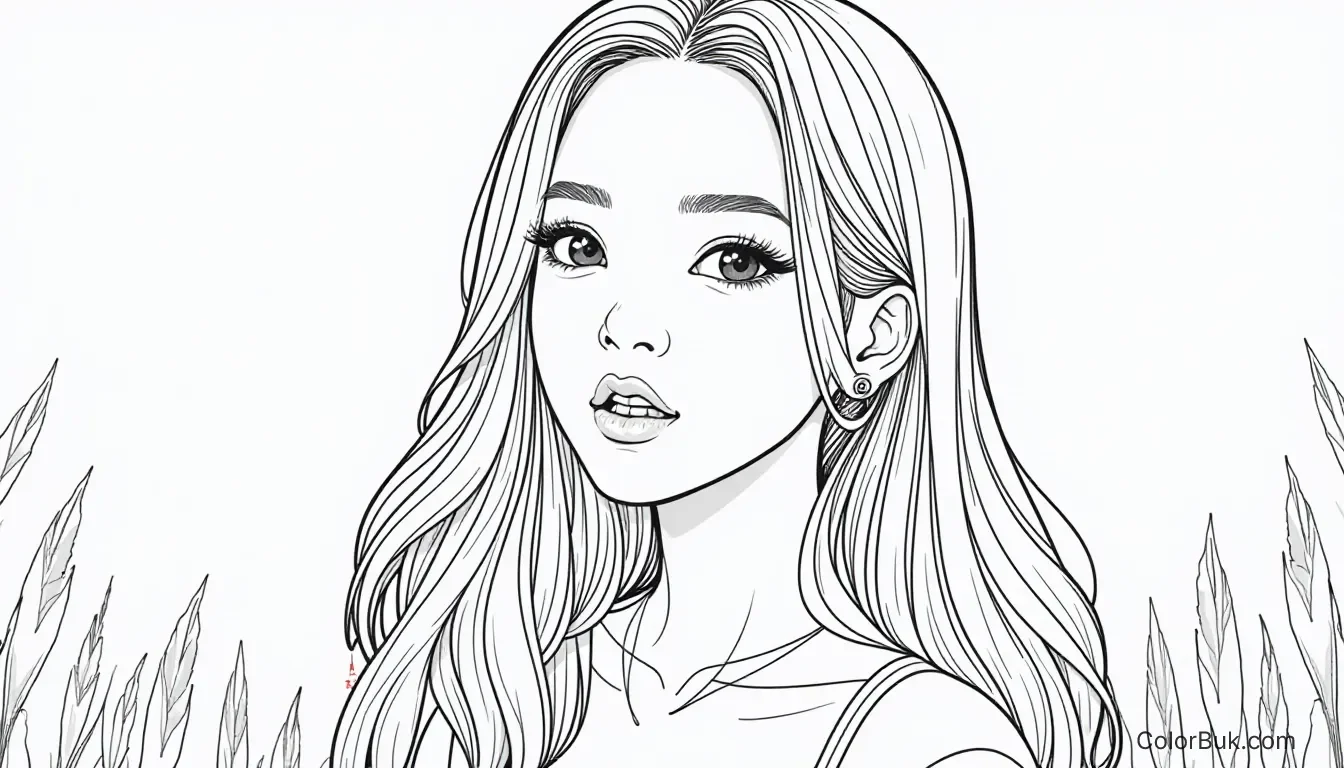 Creative Activities BlackPink Jisoo outline coloring page for fans to print and color