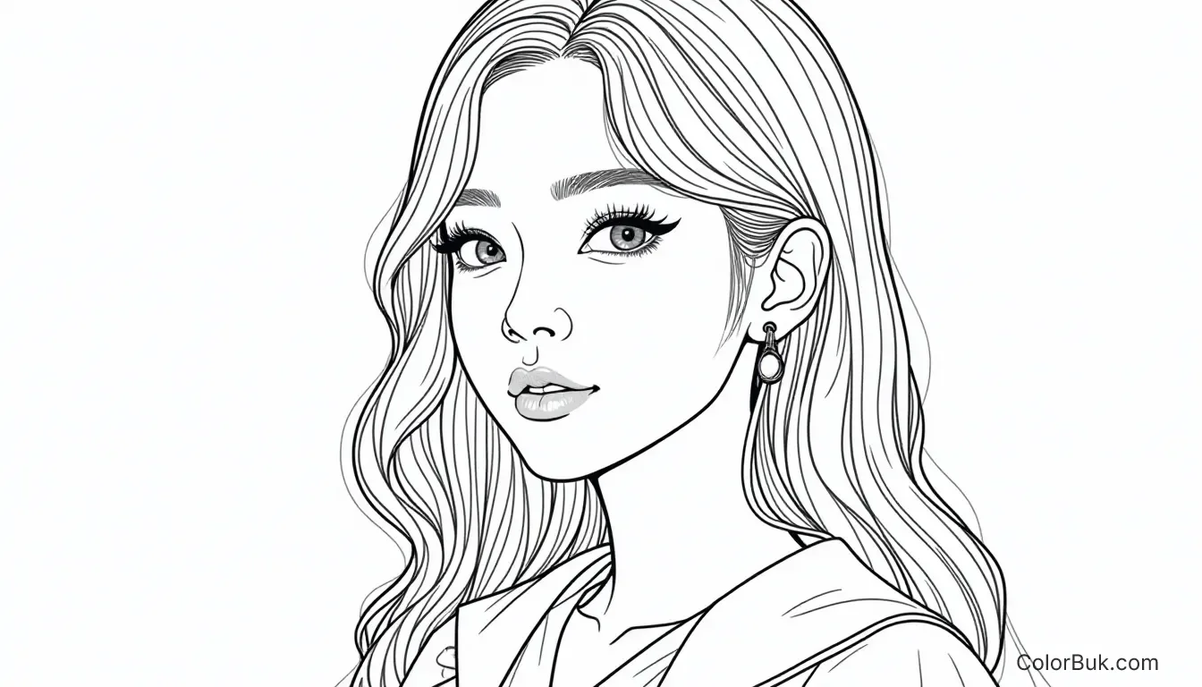 Fan Art Coloring Books Outline drawing of Jisoo from BlackPink for coloring book