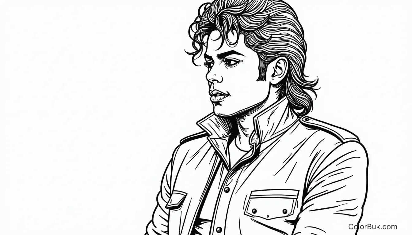 Michael Jackson Thriller Coloring Page - Printable Fun Black and white coloring page of Michael Jackson in Thriller music video style