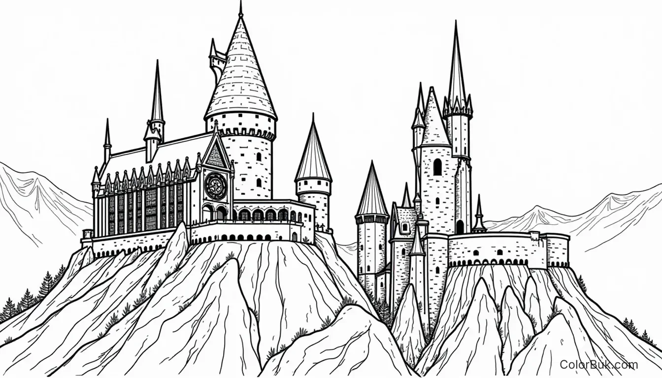 Hogwarts Castle Coloring Page - Printable Coloring Sheet Hogwarts Castle coloring page for Harry Potter fans