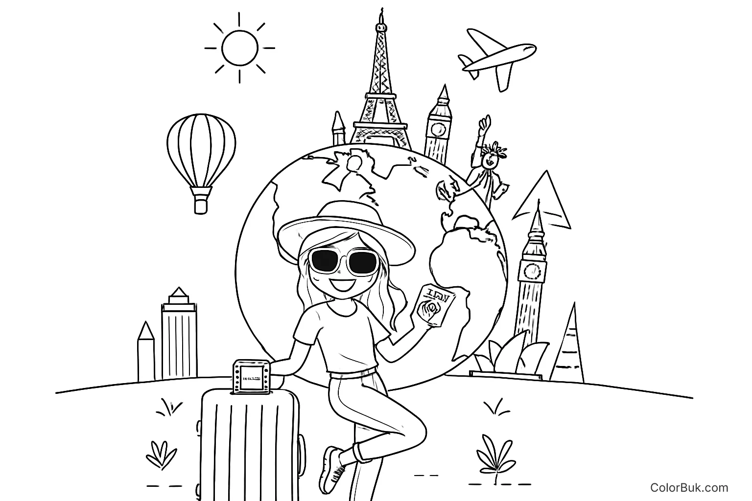 Printable Landscape Coloring Page for All Ages Beautiful printable landscape coloring page featuring mountains and trees