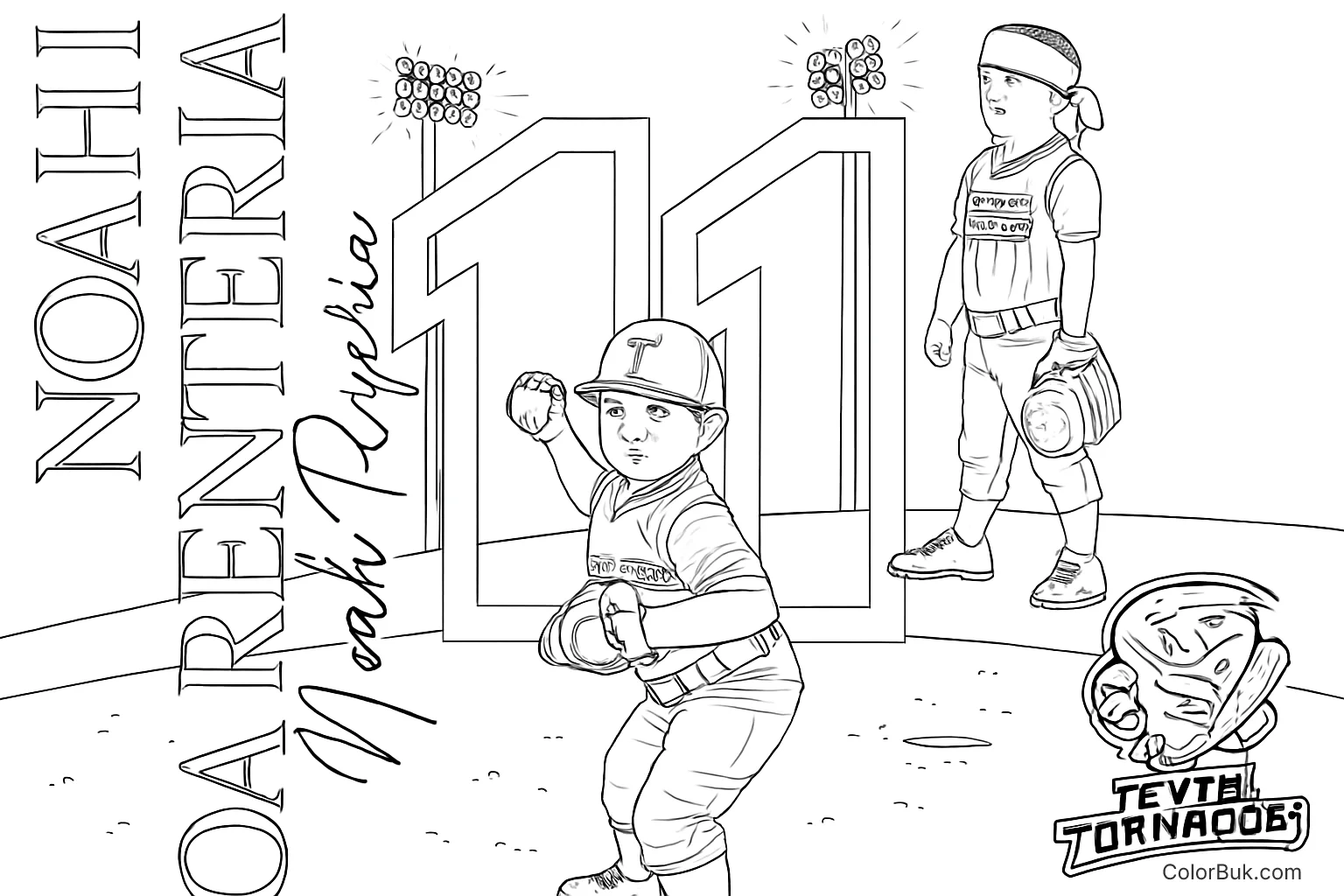 Nature Coloring Coloring page featuring a serene landscape scene with trees, mountains, and a river