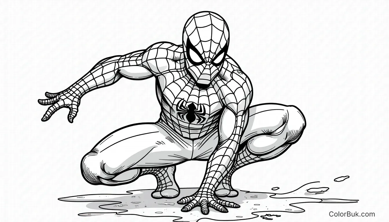 Spiderman Coloring Book Page - Free Printable Black and white Spiderman coloring book page for kids