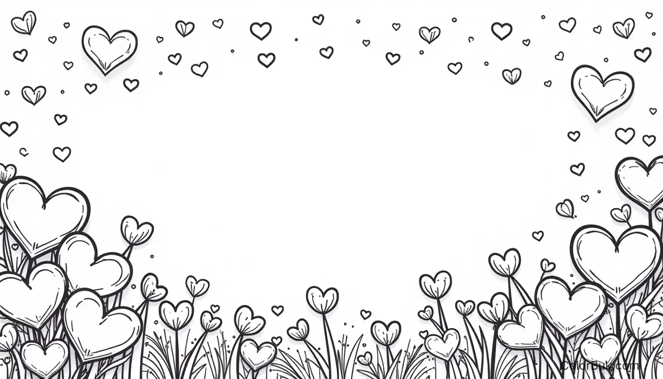 Valentine's Day Coloring Page with Name Spaces Valentine's Day coloring book page with spaces for writing names